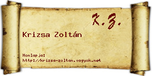 Krizsa Zoltán névjegykártya