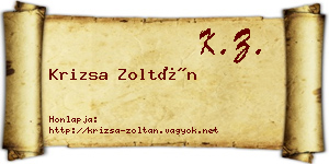 Krizsa Zoltán névjegykártya